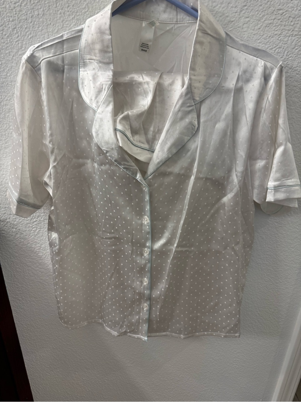 Women’s Polka Dot Short-Sleeve Pajama Top & shorts